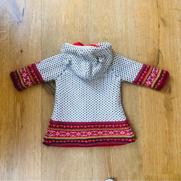🔥CATIMINI🔥baby girl FAIR ISLE hoodied fleece lined coat sz 9 mo price firm!